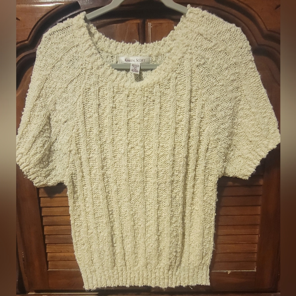 Karen Scott Knit Sweater Pale yellow Sz L